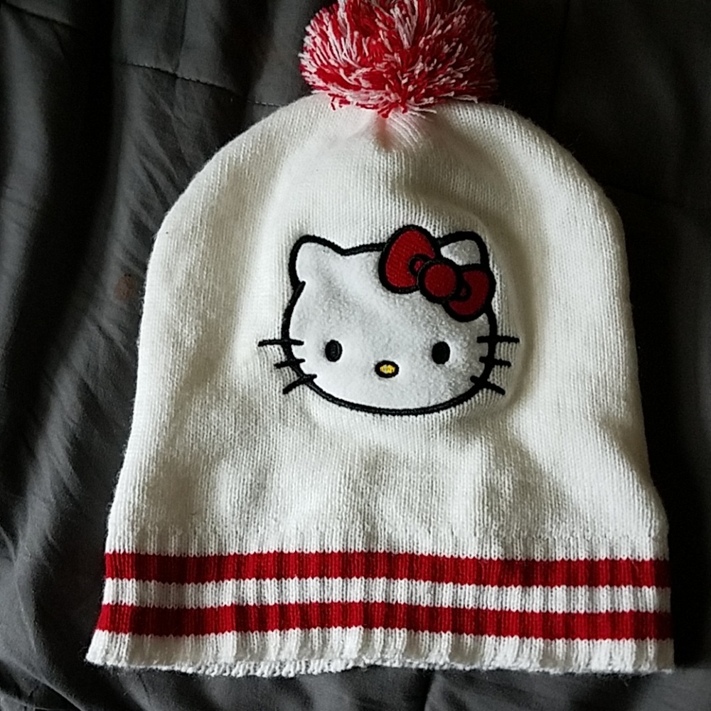 Hello kitty beanie hat would fit adult or kid